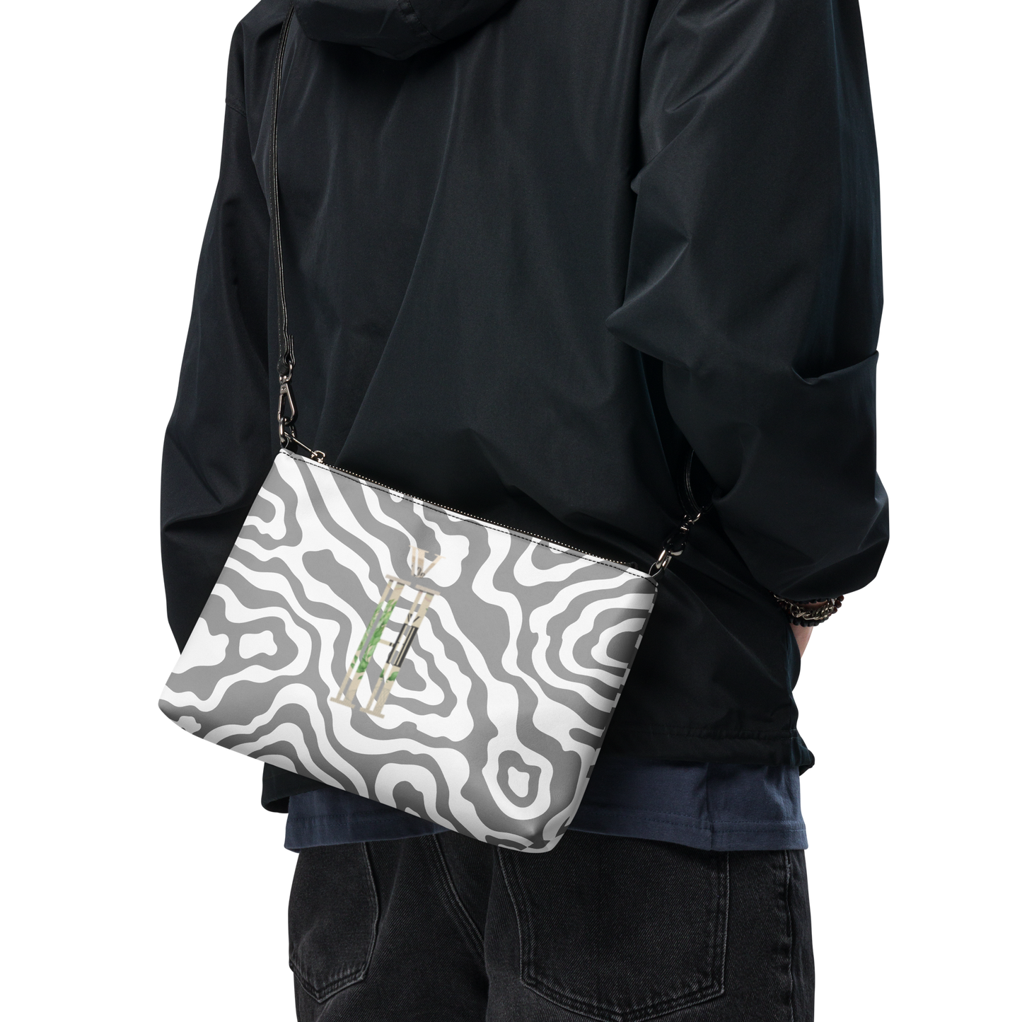 Honorability Grey Zebra Crossbody bag - Graphartixry - baseball cap, unisex pullover hoodie, graphic tees, long hooded sweatshirt, eco friendly bomber jacket, unisex denim jacket, Crossbody Bag, hard case for iPhone, rubber case for airpods, case for Samsung -  Graphartixry