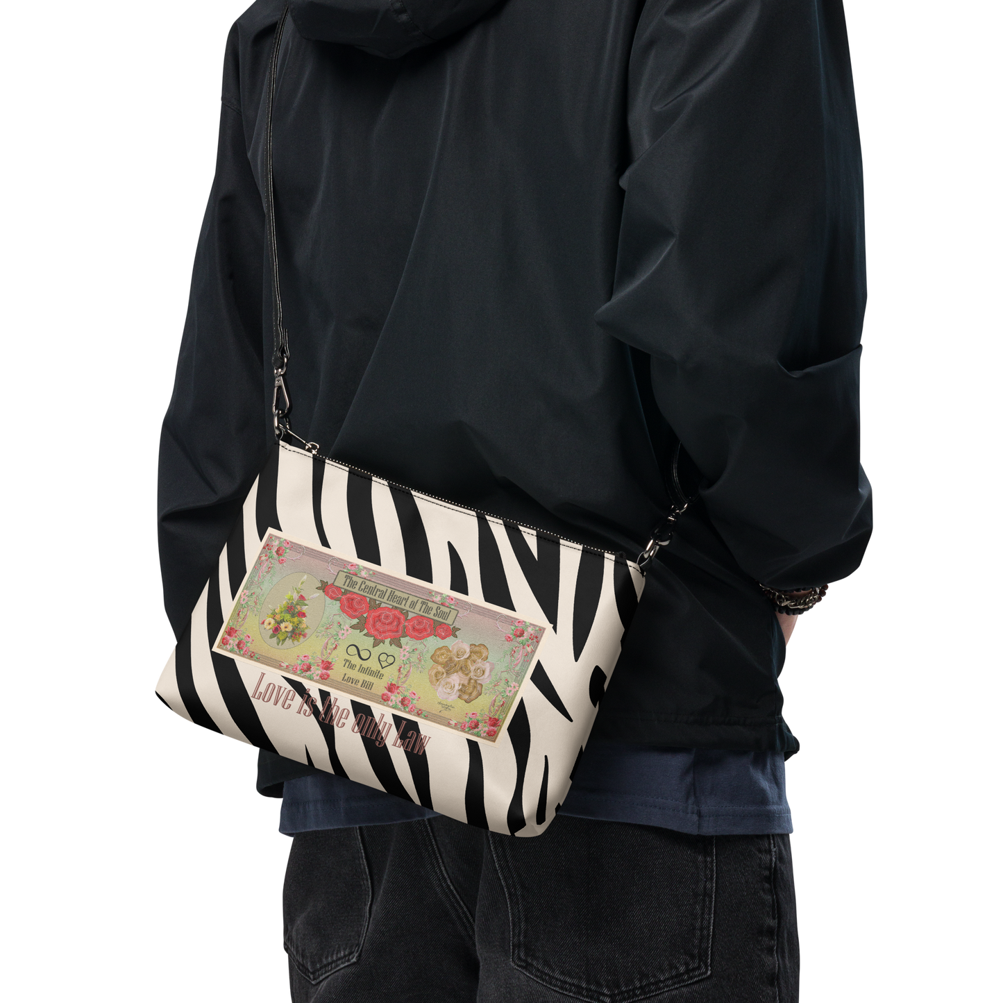 Love Bill Zebra Crossbody bag - Graphartixry - baseball cap, unisex pullover hoodie, graphic tees, long hooded sweatshirt, eco friendly bomber jacket, unisex denim jacket, Crossbody Bag, hard case for iPhone, rubber case for airpods, case for Samsung -  Graphartixry