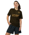 Person wearing a USAF recycled unisex jersey from Graphartixry