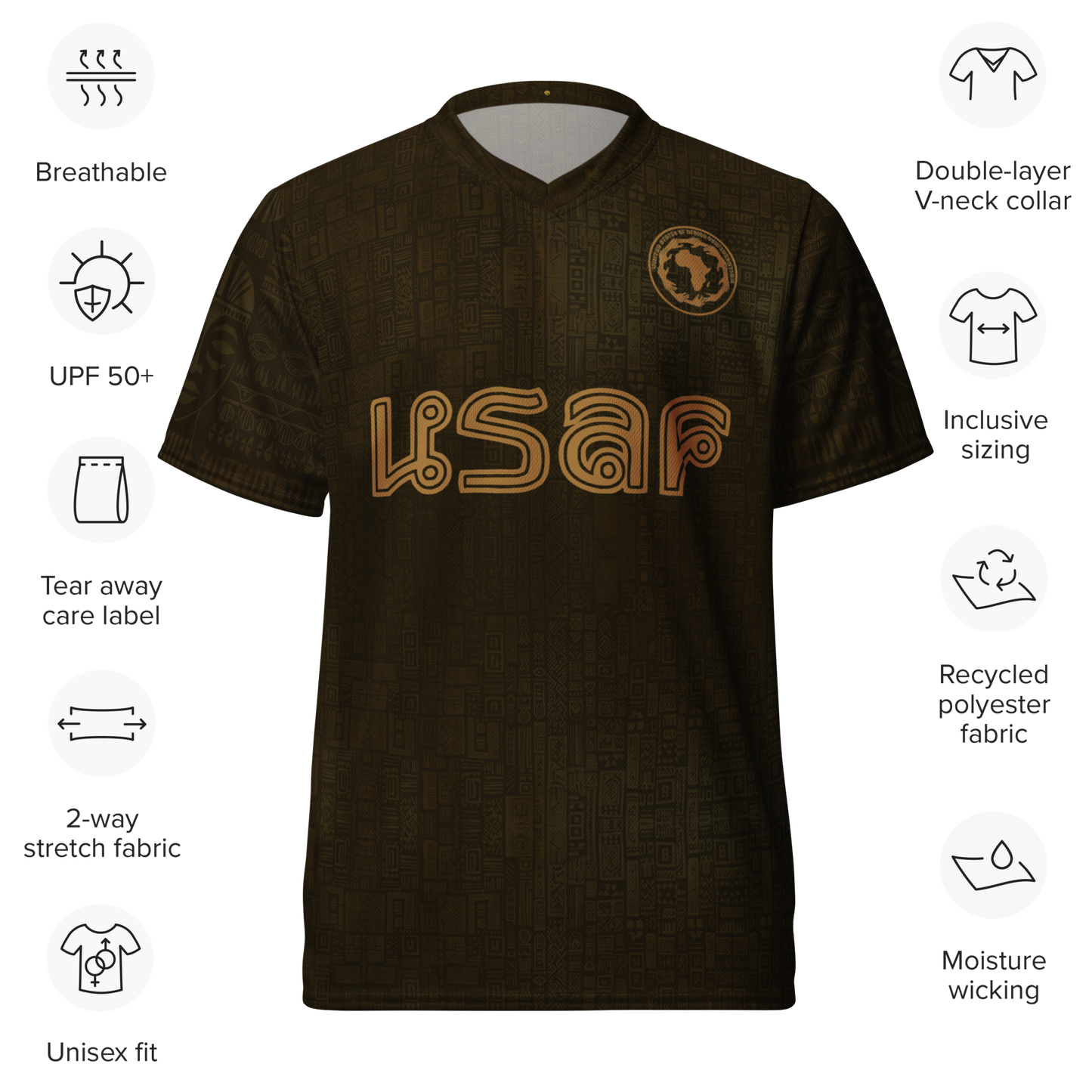 USAF recycled unisex jersey from Graphartixry and features listed on the left