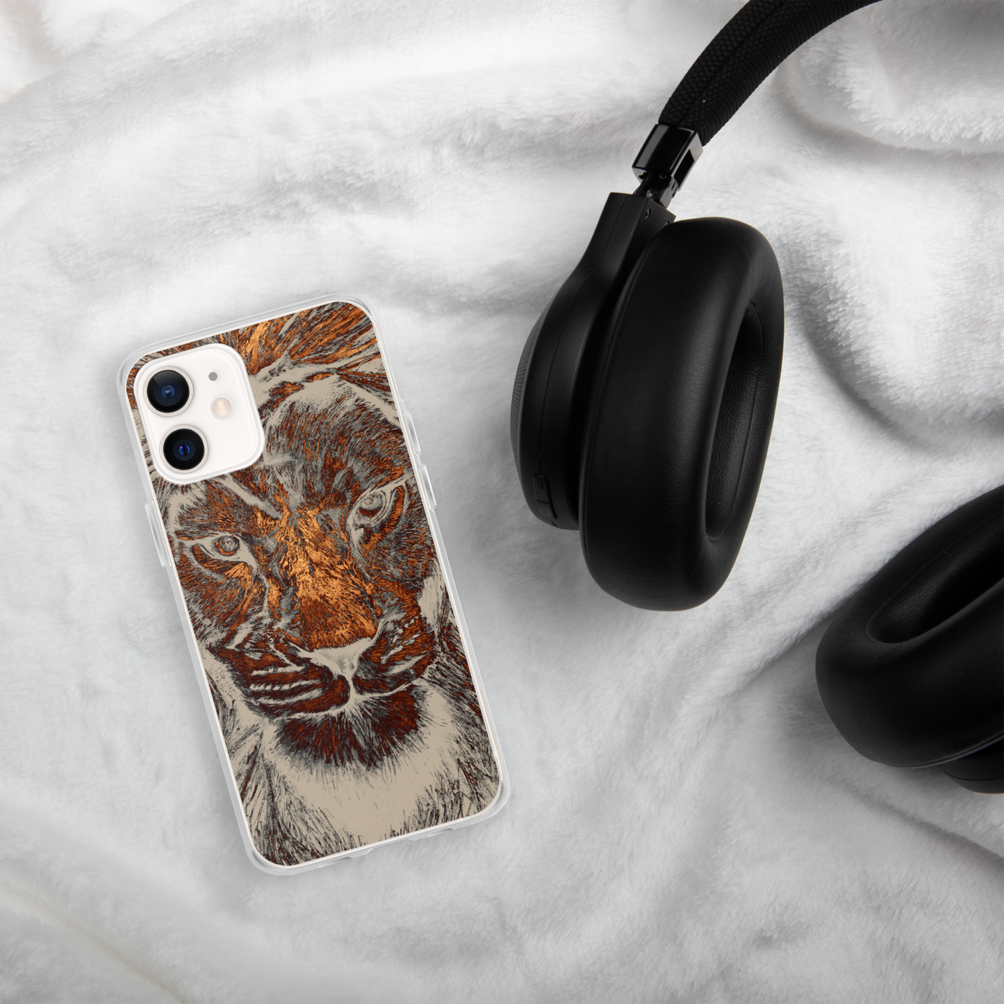 Gold Lion Head Case for iPhone - Graphartixry - baseball cap, unisex pullover hoodie, graphic tees, long hooded sweatshirt, eco friendly bomber jacket, unisex denim jacket, Crossbody Bag, hard case for iPhone, rubber case for airpods, case for Samsung -  Graphartixry