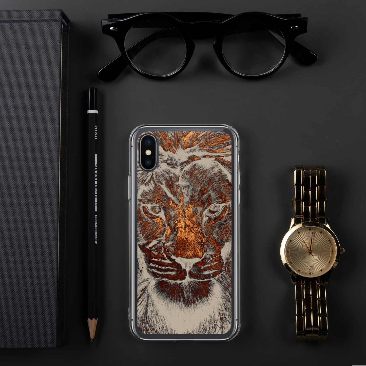 Gold Lion Head Case for iPhone - Graphartixry - baseball cap, unisex pullover hoodie, graphic tees, long hooded sweatshirt, eco friendly bomber jacket, unisex denim jacket, Crossbody Bag, hard case for iPhone, rubber case for airpods, case for Samsung -  Graphartixry