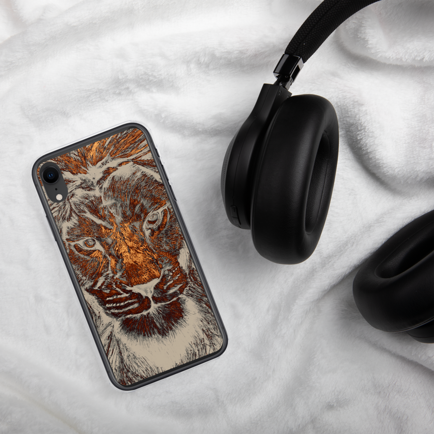 Gold Lion Head Case for iPhone - Graphartixry - baseball cap, unisex pullover hoodie, graphic tees, long hooded sweatshirt, eco friendly bomber jacket, unisex denim jacket, Crossbody Bag, hard case for iPhone, rubber case for airpods, case for Samsung -  Graphartixry