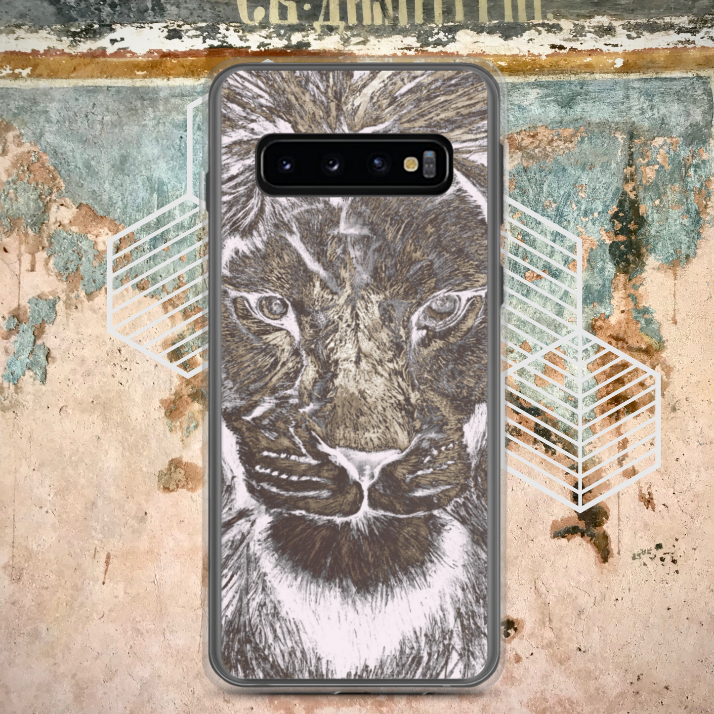 Silver Lion Head Samsung Case - Graphartixry - baseball cap, unisex pullover hoodie, graphic tees, long hooded sweatshirt, eco friendly bomber jacket, unisex denim jacket, Crossbody Bag, hard case for iPhone, rubber case for airpods, case for Samsung -  Graphartixry