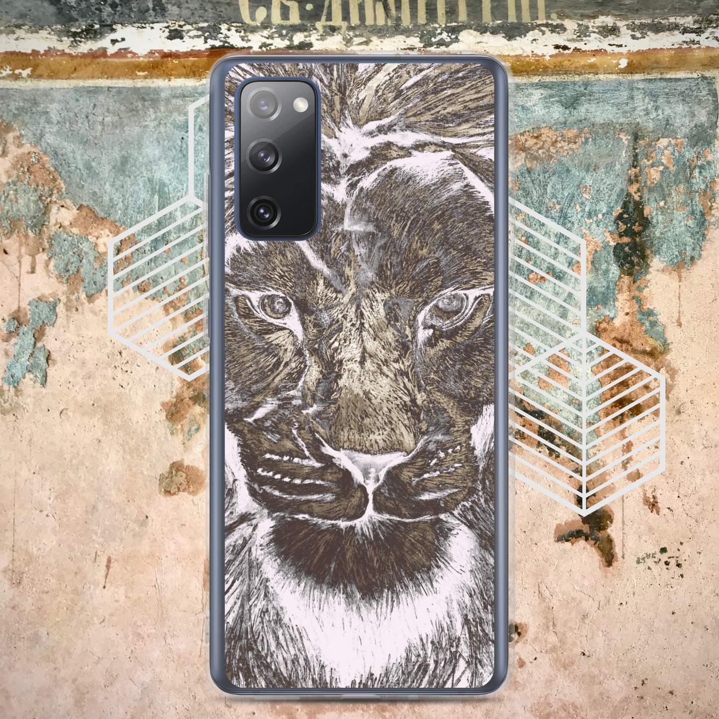 Silver Lion Head Samsung Case - Graphartixry - baseball cap, unisex pullover hoodie, graphic tees, long hooded sweatshirt, eco friendly bomber jacket, unisex denim jacket, Crossbody Bag, hard case for iPhone, rubber case for airpods, case for Samsung -  Graphartixry