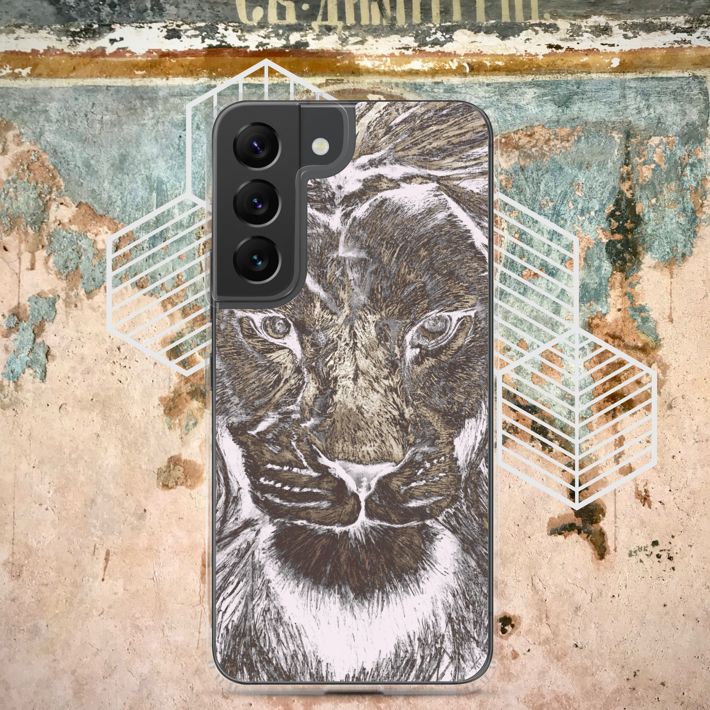 Silver Lion Head Samsung Case - Graphartixry - baseball cap, unisex pullover hoodie, graphic tees, long hooded sweatshirt, eco friendly bomber jacket, unisex denim jacket, Crossbody Bag, hard case for iPhone, rubber case for airpods, case for Samsung -  Graphartixry