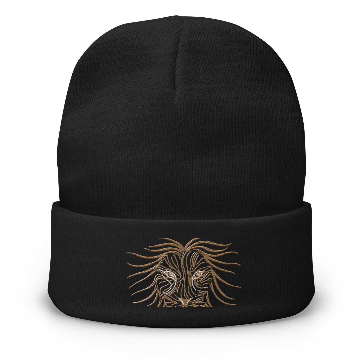 Lion Head Embroidered Beanie - Graphartixry - baseball cap, unisex pullover hoodie, graphic tees, long hooded sweatshirt, eco friendly bomber jacket, unisex denim jacket, Crossbody Bag, hard case for iPhone, rubber case for airpods, case for Samsung -  Graphartixry