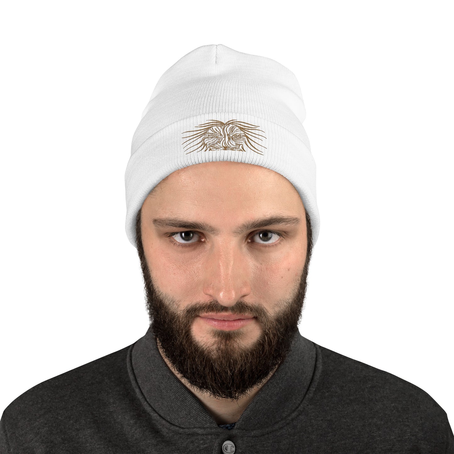 Lion Head Embroidered Beanie - Graphartixry - baseball cap, unisex pullover hoodie, graphic tees, long hooded sweatshirt, eco friendly bomber jacket, unisex denim jacket, Crossbody Bag, hard case for iPhone, rubber case for airpods, case for Samsung -  Graphartixry