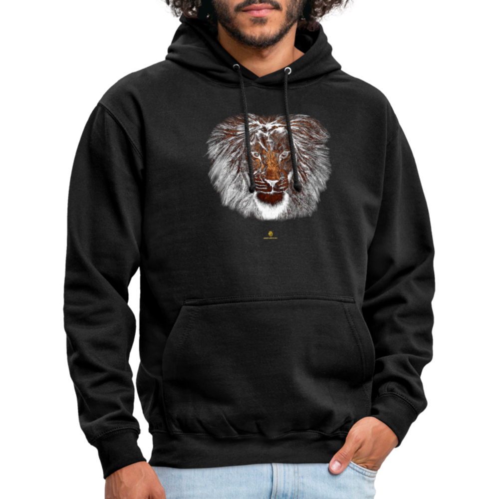 Sweat à Capuche Unisexe Tête de Lion Or - Graphartixry - noir