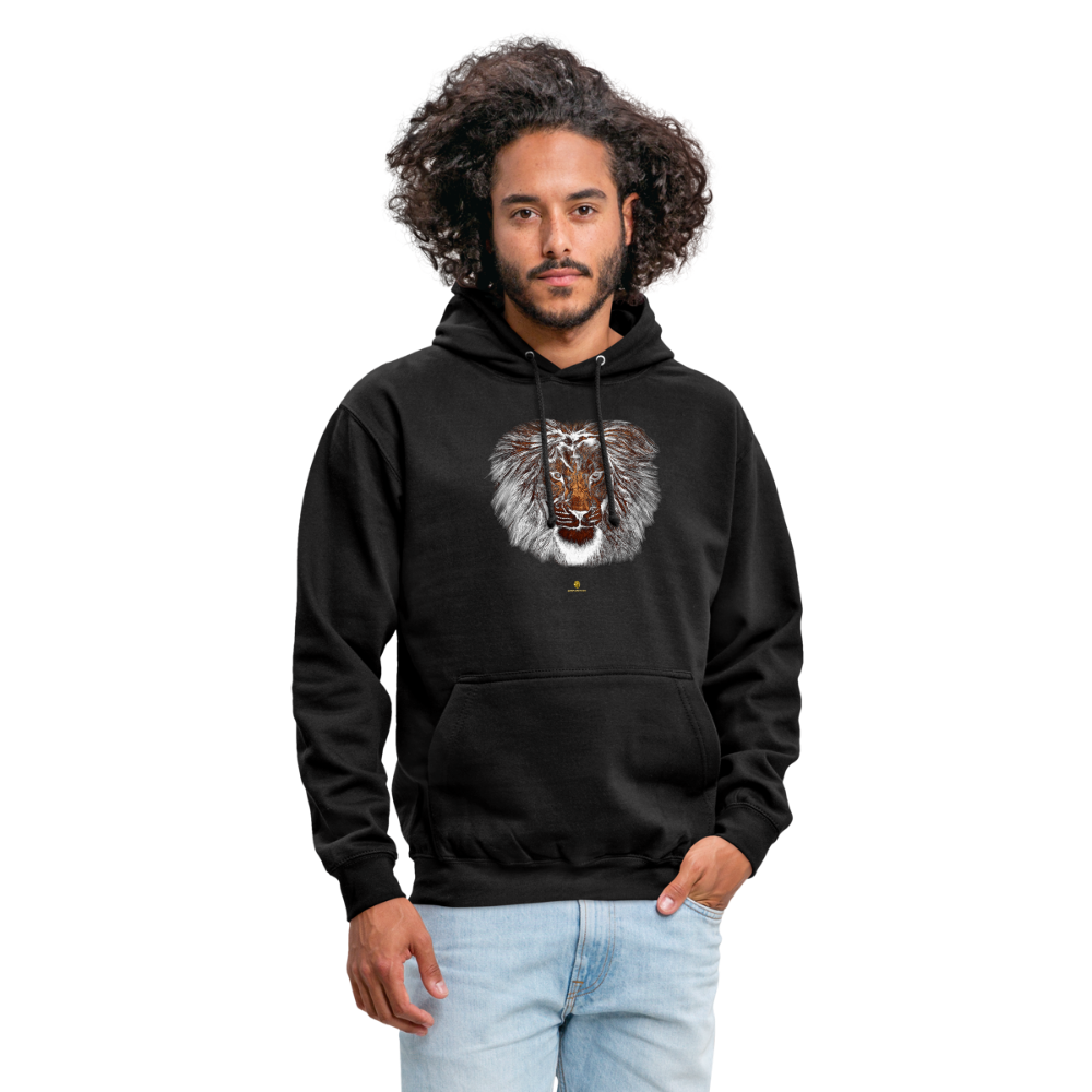 Sweat à Capuche Unisexe Tête de Lion Or - Graphartixry - noir