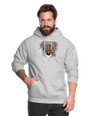 Sweat à Capuche Unisexe Tête de Lion Or - Graphartixry - gris clair chiné