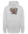 Sweat à Capuche Unisexe Tête de Lion Or - Graphartixry - gris clair chiné