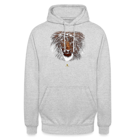 Sweat à Capuche Unisexe Tête de Lion Or - Graphartixry - gris clair chiné