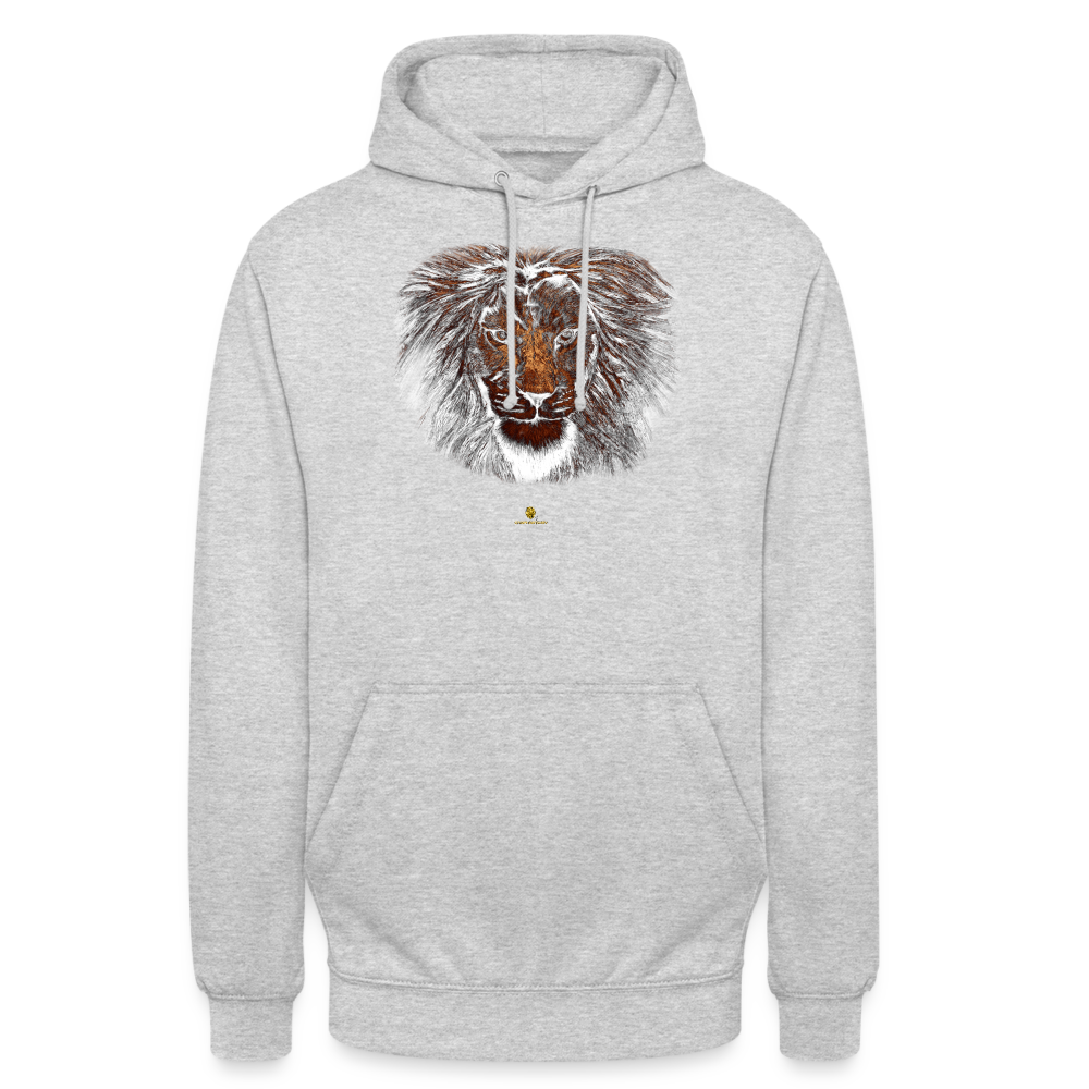 Sweat à Capuche Unisexe Tête de Lion Or - Graphartixry - gris clair chiné