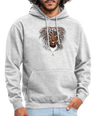 Sweat à Capuche Unisexe Tête de Lion Or - Graphartixry - gris clair chiné