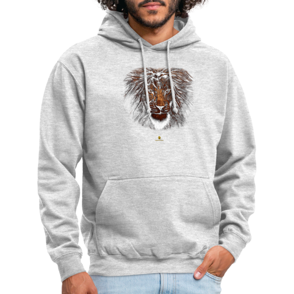 Sweat à Capuche Unisexe Tête de Lion Or - Graphartixry - gris clair chiné