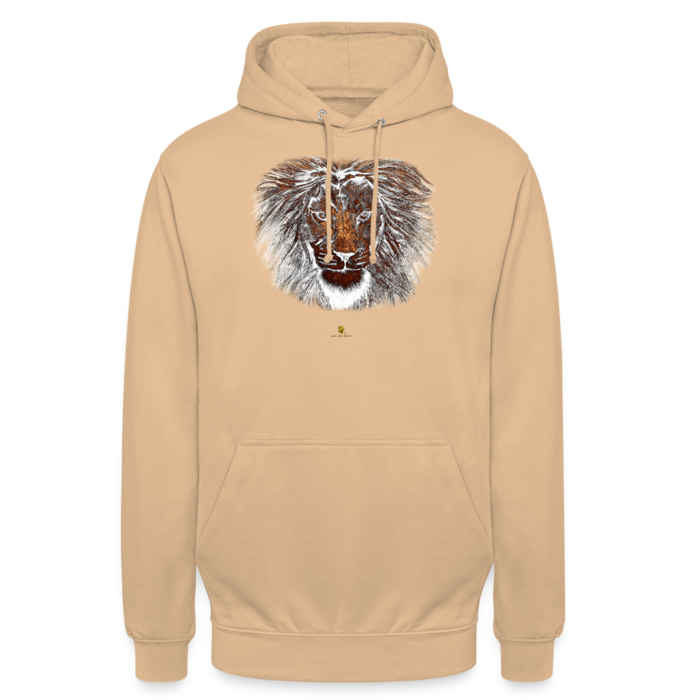 Sweat à Capuche Unisexe Tête de Lion Or - Graphartixry - pêche