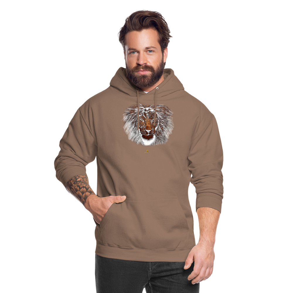 Sweat à Capuche Unisexe Tête de Lion Or - Graphartixry - moka