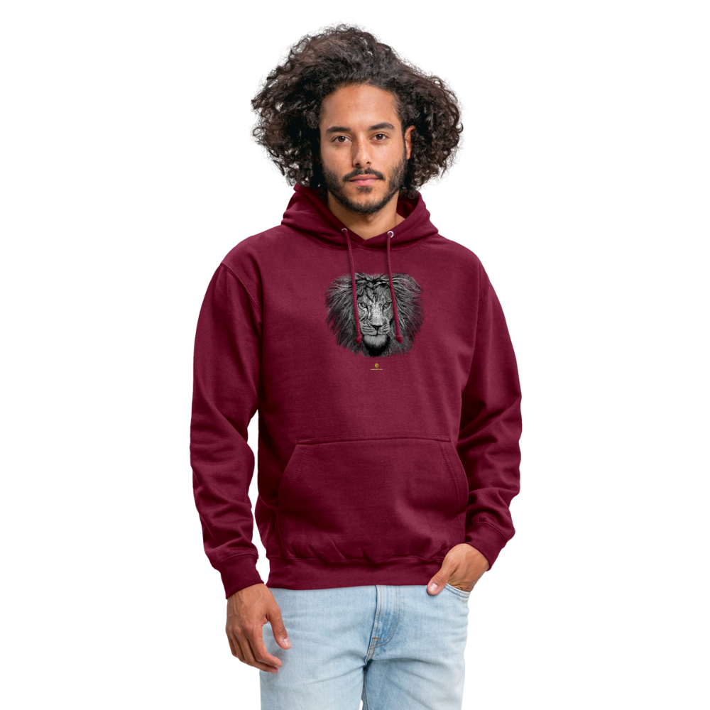 Sweat à Capuche Unisexe Tête de lion Noir & Blanc - Graphartixry - bordeaux