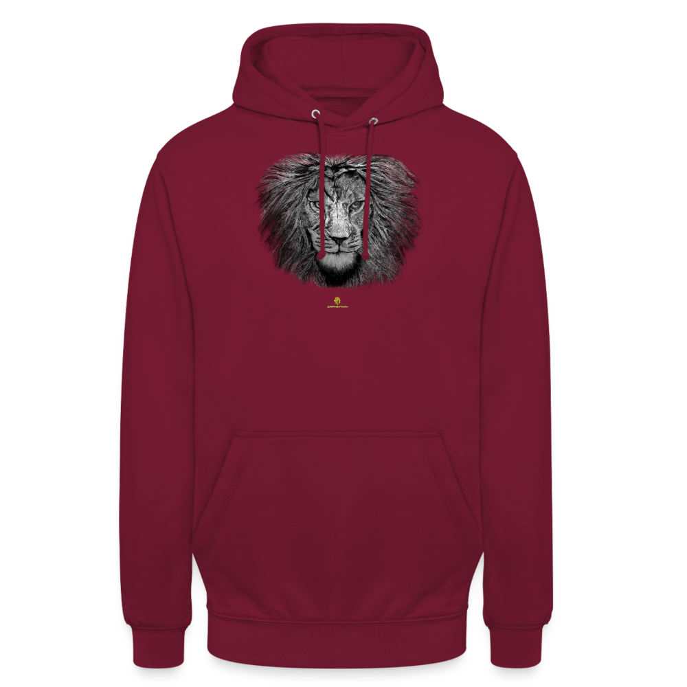 Sweat à Capuche Unisexe Tête de lion Noir & Blanc - Graphartixry - bordeaux