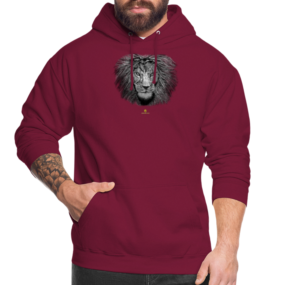 Sweat à Capuche Unisexe Tête de lion Noir & Blanc - Graphartixry - bordeaux