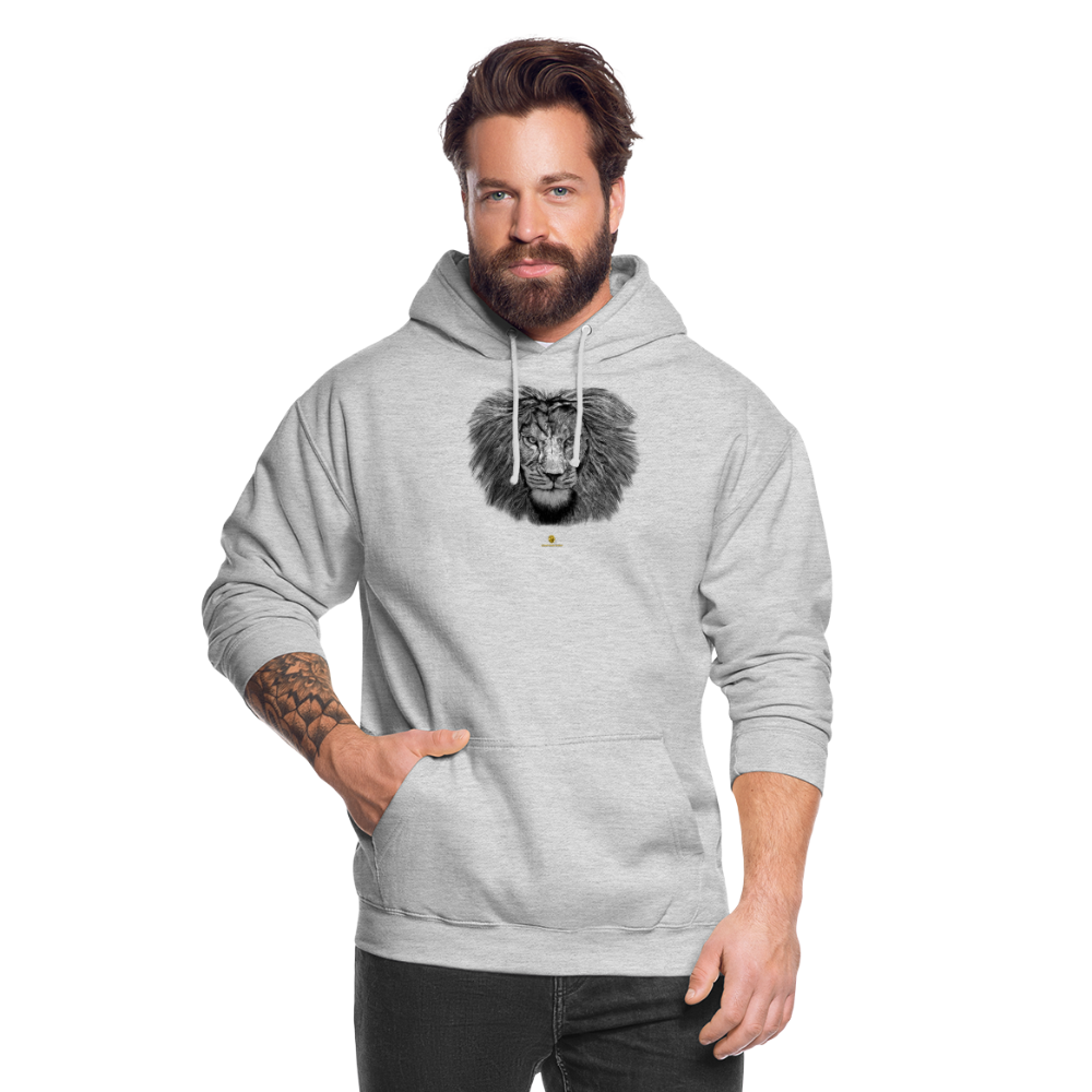 Sweat à Capuche Unisexe Tête de lion Noir & Blanc - Graphartixry - gris clair chiné