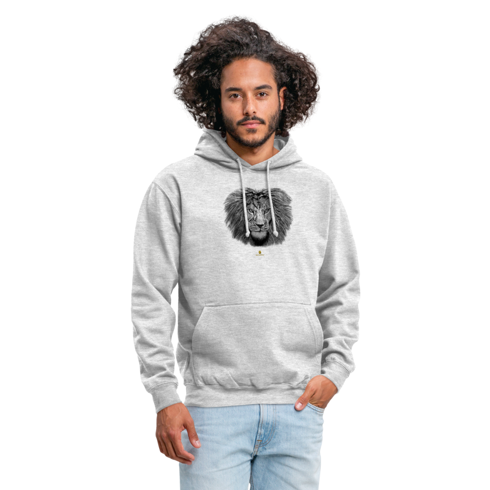 Sweat à Capuche Unisexe Tête de lion Noir & Blanc - Graphartixry - gris clair chiné