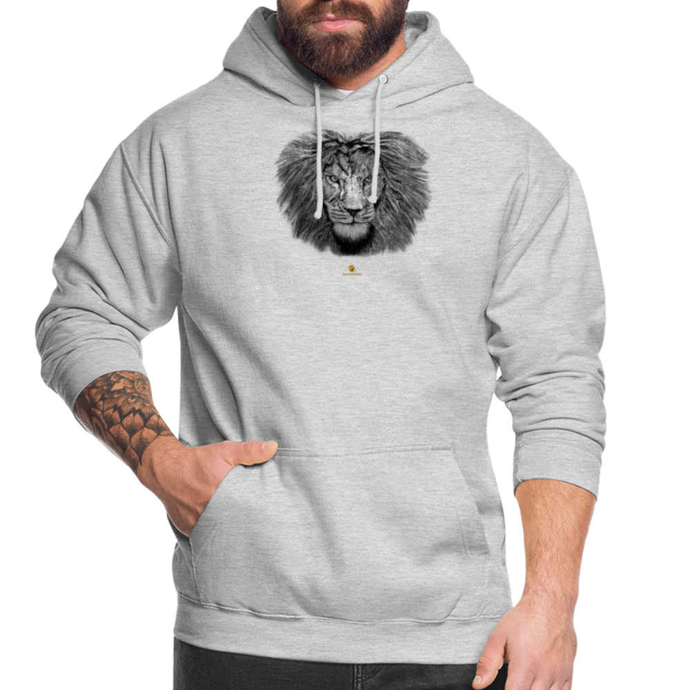 Sweat à Capuche Unisexe Tête de lion Noir & Blanc - Graphartixry - gris clair chiné