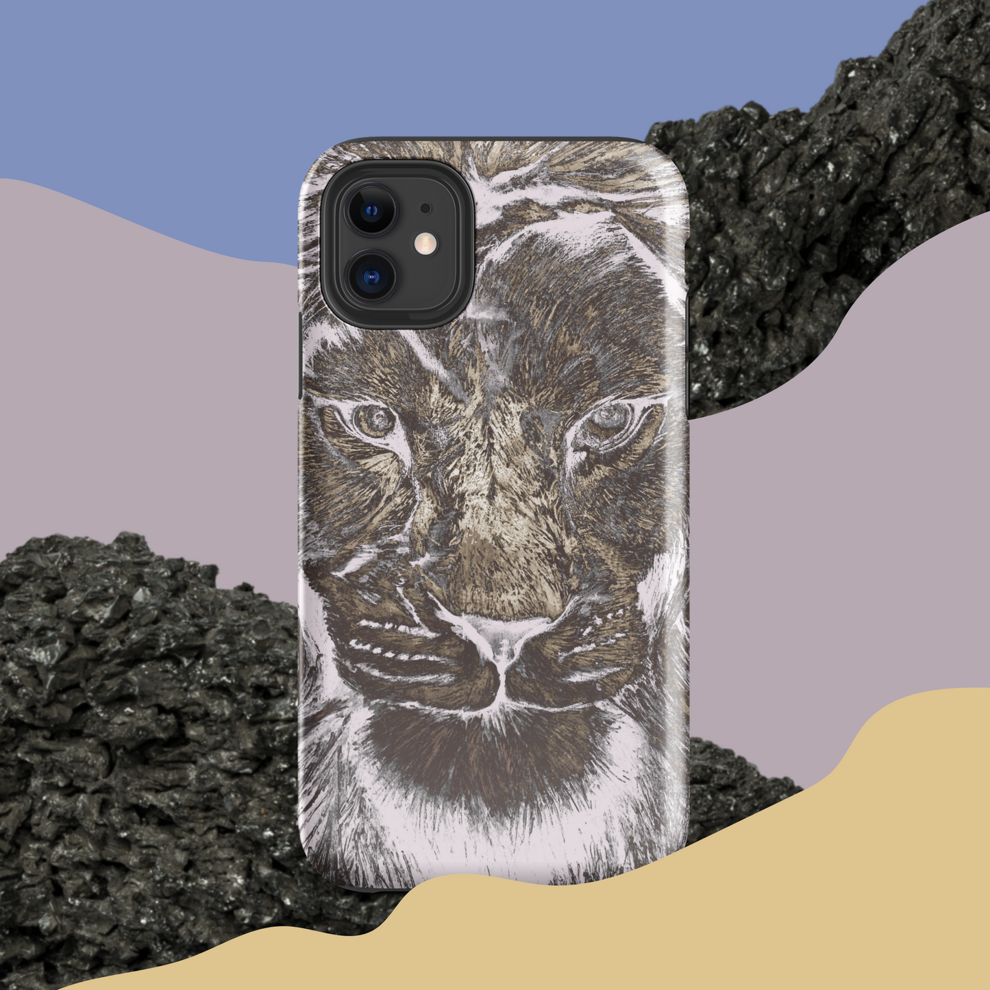 Silver Lion Head Hard Case for iPhone - Graphartixry - baseball cap, unisex pullover hoodie, graphic tees, long hooded sweatshirt, eco friendly bomber jacket, unisex denim jacket, Crossbody Bag, hard case for iPhone, rubber case for airpods, case for Samsung -  Graphartixry