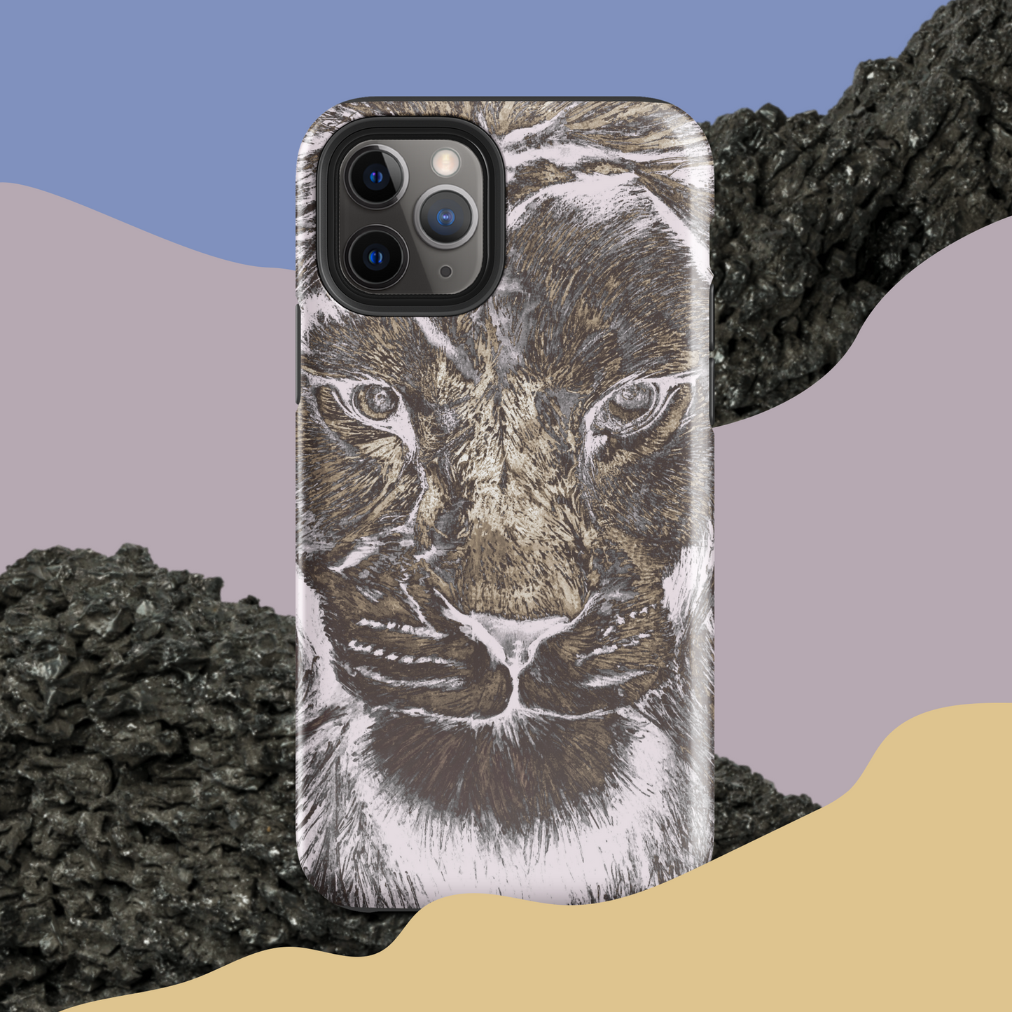 Silver Lion Head Hard Case for iPhone - Graphartixry - baseball cap, unisex pullover hoodie, graphic tees, long hooded sweatshirt, eco friendly bomber jacket, unisex denim jacket, Crossbody Bag, hard case for iPhone, rubber case for airpods, case for Samsung -  Graphartixry