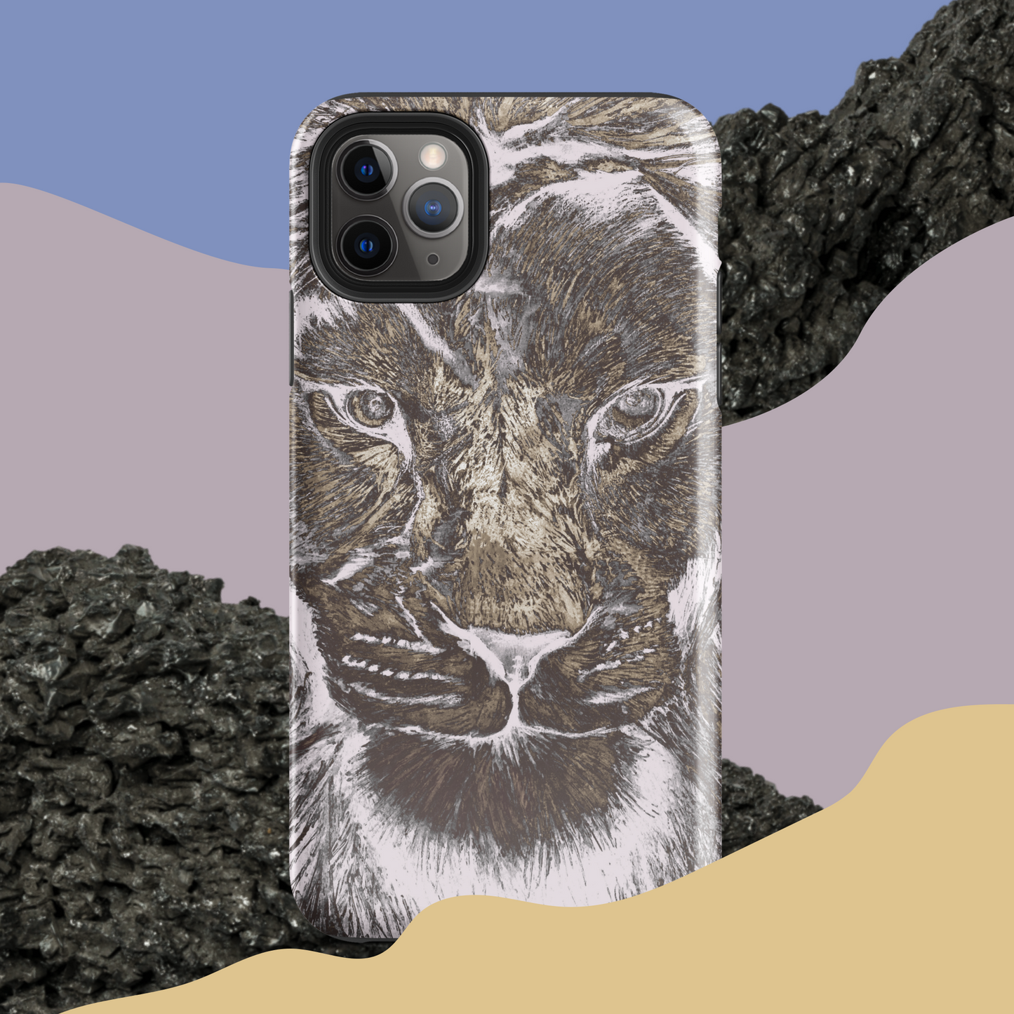 Silver Lion Head Hard Case for iPhone - Graphartixry - baseball cap, unisex pullover hoodie, graphic tees, long hooded sweatshirt, eco friendly bomber jacket, unisex denim jacket, Crossbody Bag, hard case for iPhone, rubber case for airpods, case for Samsung -  Graphartixry