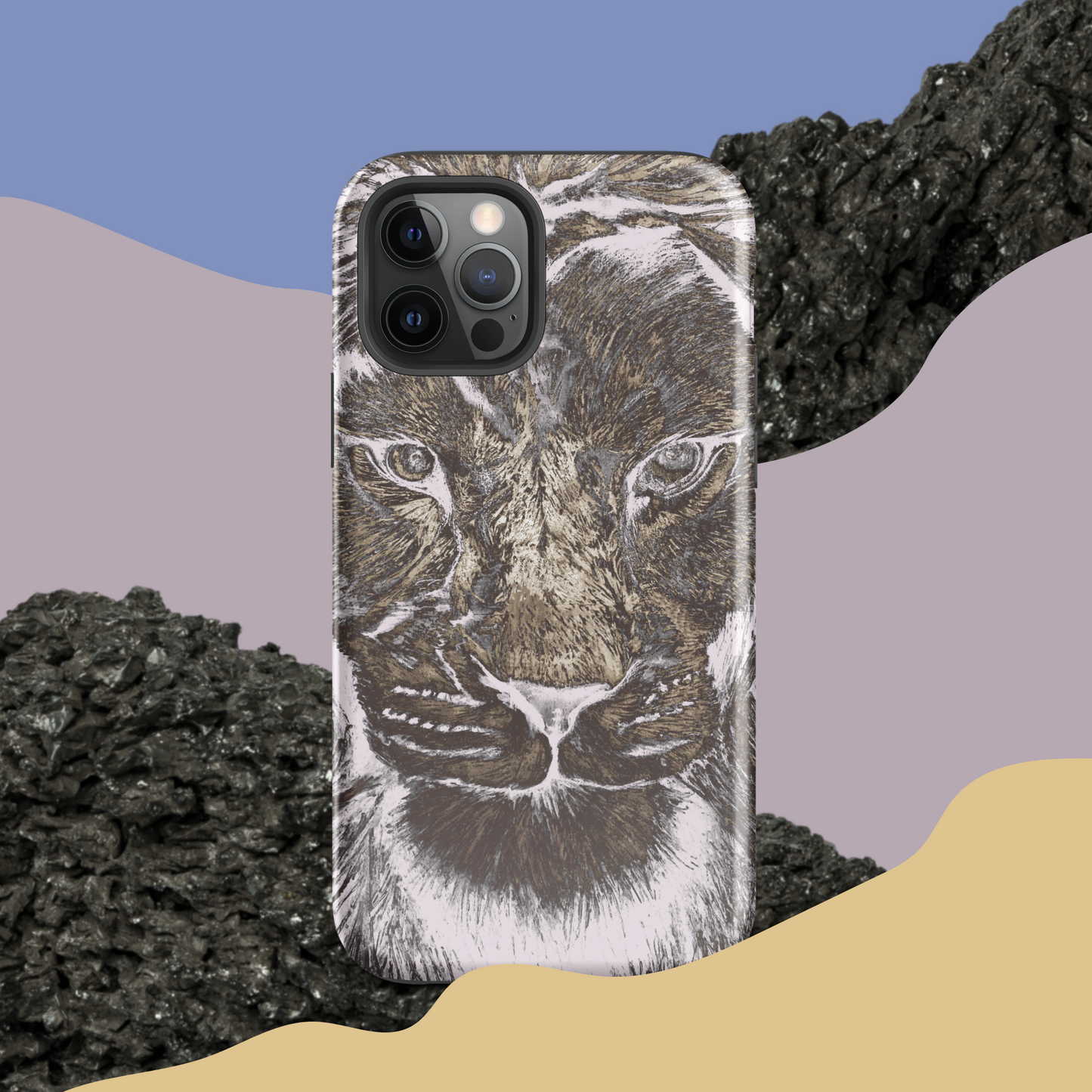 Silver Lion Head Hard Case for iPhone - Graphartixry - baseball cap, unisex pullover hoodie, graphic tees, long hooded sweatshirt, eco friendly bomber jacket, unisex denim jacket, Crossbody Bag, hard case for iPhone, rubber case for airpods, case for Samsung -  Graphartixry