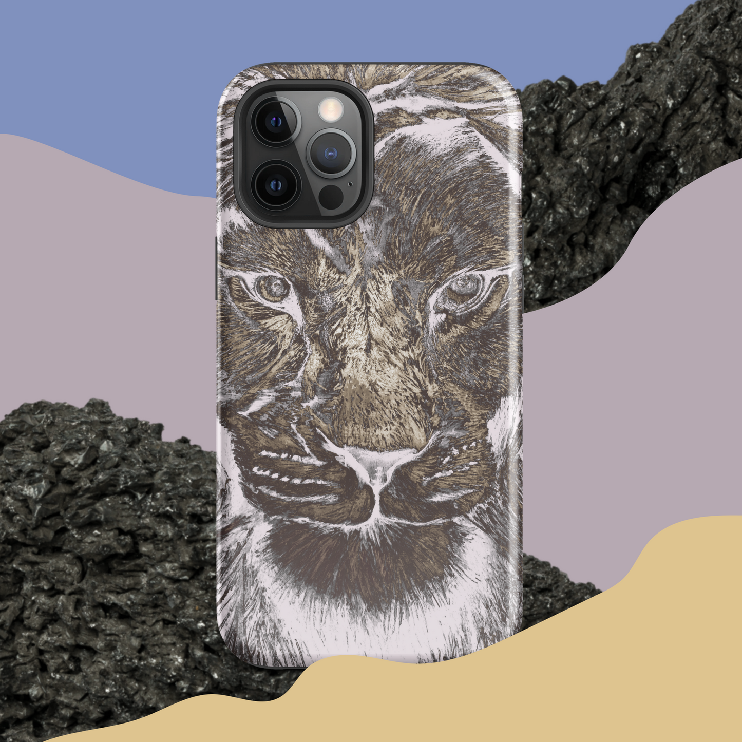 Silver Lion Head Hard Case for iPhone - Graphartixry - baseball cap, unisex pullover hoodie, graphic tees, long hooded sweatshirt, eco friendly bomber jacket, unisex denim jacket, Crossbody Bag, hard case for iPhone, rubber case for airpods, case for Samsung -  Graphartixry