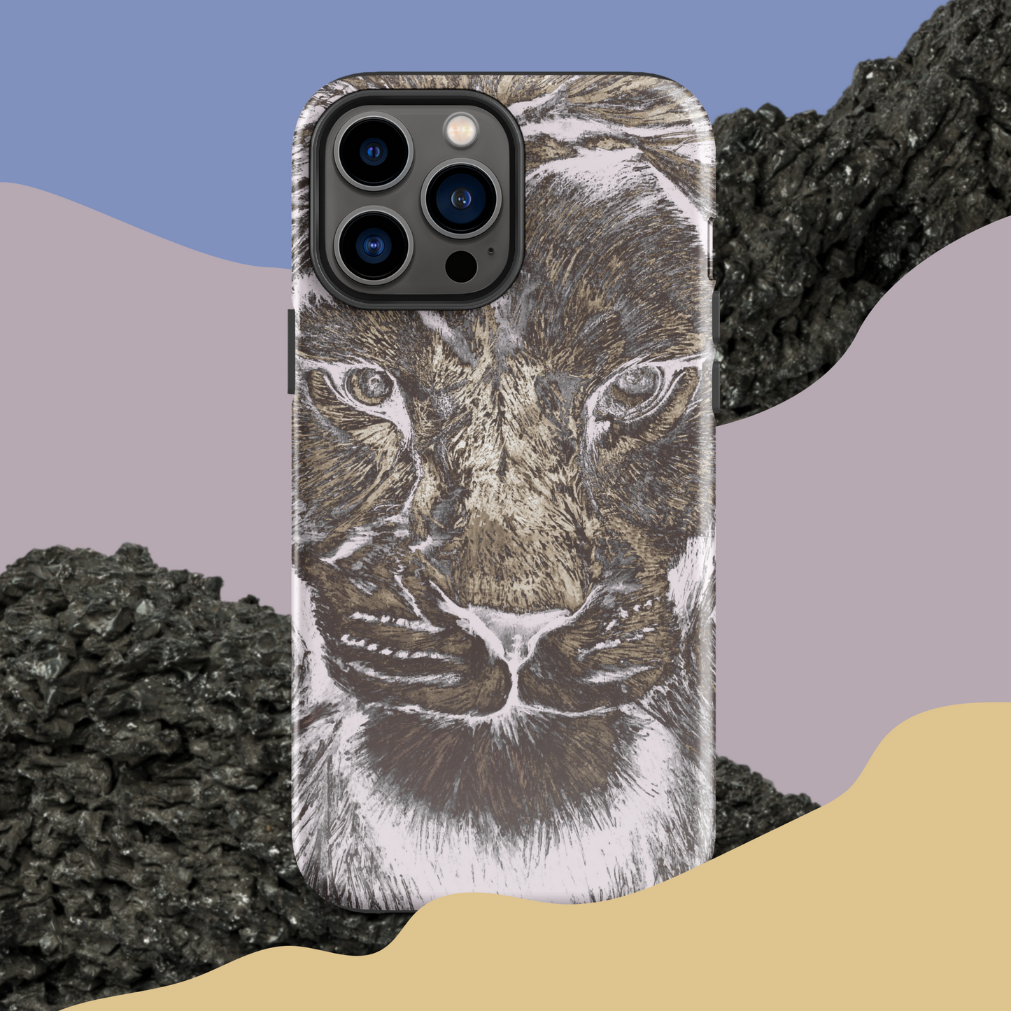 Silver Lion Head Hard Case for iPhone - Graphartixry - baseball cap, unisex pullover hoodie, graphic tees, long hooded sweatshirt, eco friendly bomber jacket, unisex denim jacket, Crossbody Bag, hard case for iPhone, rubber case for airpods, case for Samsung -  Graphartixry