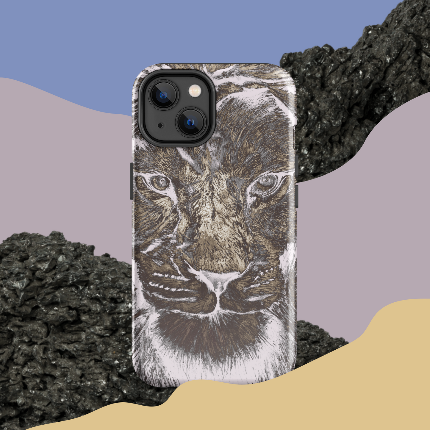 Silver Lion Head Hard Case for iPhone - Graphartixry - baseball cap, unisex pullover hoodie, graphic tees, long hooded sweatshirt, eco friendly bomber jacket, unisex denim jacket, Crossbody Bag, hard case for iPhone, rubber case for airpods, case for Samsung -  Graphartixry