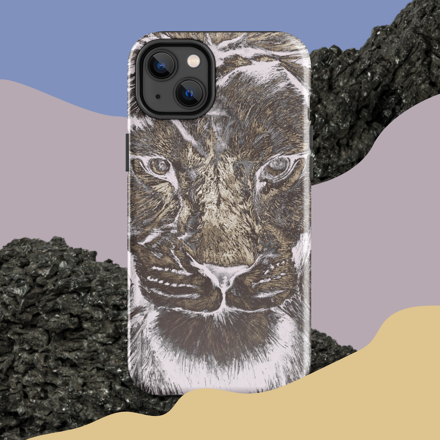 Silver Lion Head Hard Case for iPhone - Graphartixry - baseball cap, unisex pullover hoodie, graphic tees, long hooded sweatshirt, eco friendly bomber jacket, unisex denim jacket, Crossbody Bag, hard case for iPhone, rubber case for airpods, case for Samsung -  Graphartixry