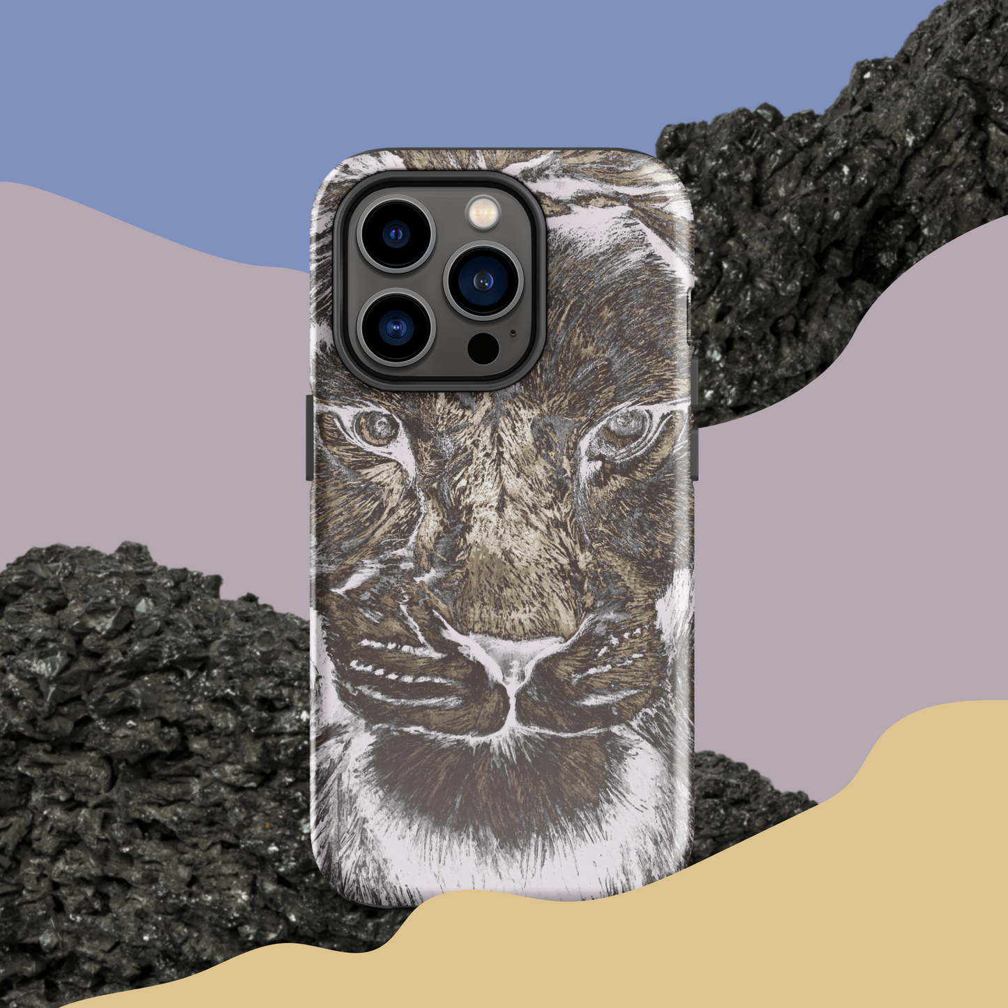 Silver Lion Head Hard Case for iPhone - Graphartixry - baseball cap, unisex pullover hoodie, graphic tees, long hooded sweatshirt, eco friendly bomber jacket, unisex denim jacket, Crossbody Bag, hard case for iPhone, rubber case for airpods, case for Samsung -  Graphartixry