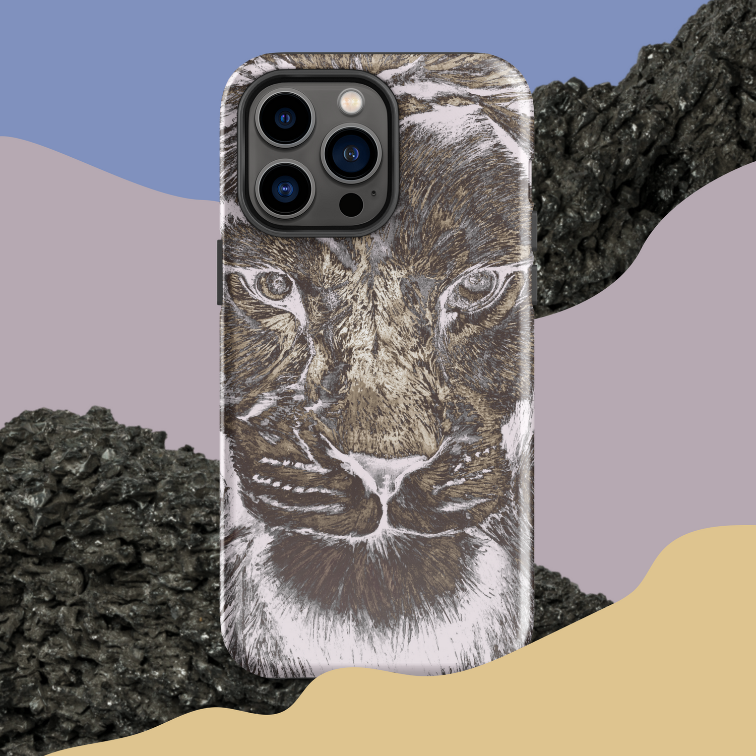 Silver Lion Head Hard Case for iPhone - Graphartixry - baseball cap, unisex pullover hoodie, graphic tees, long hooded sweatshirt, eco friendly bomber jacket, unisex denim jacket, Crossbody Bag, hard case for iPhone, rubber case for airpods, case for Samsung -  Graphartixry