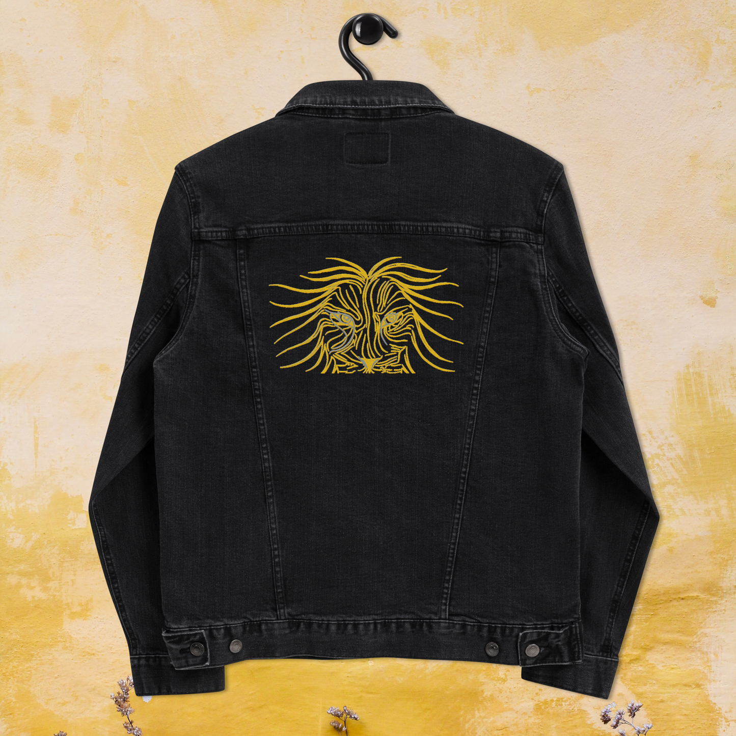 Lion Head Unisex Denim Jacket - Graphartixry - baseball cap, unisex pullover hoodie, graphic tees, long hooded sweatshirt, eco friendly bomber jacket, unisex denim jacket, Crossbody Bag, hard case for iPhone, rubber case for airpods, case for Samsung -  Graphartixry