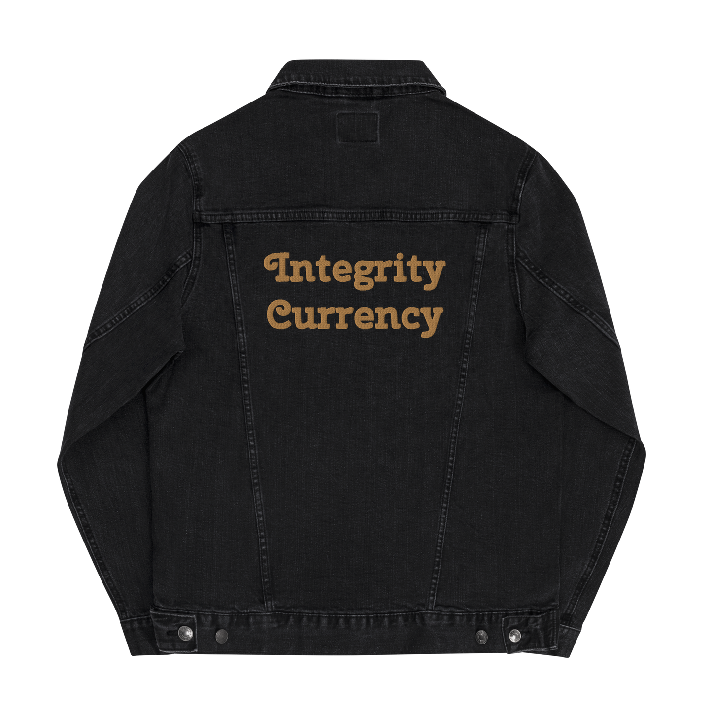 Integrity Currency Unisex denim jacket - Graphartixry - baseball cap, unisex pullover hoodie, graphic tees, long hooded sweatshirt, eco friendly bomber jacket, unisex denim jacket, Crossbody Bag, hard case for iPhone, rubber case for airpods, case for Samsung -  Graphartixry