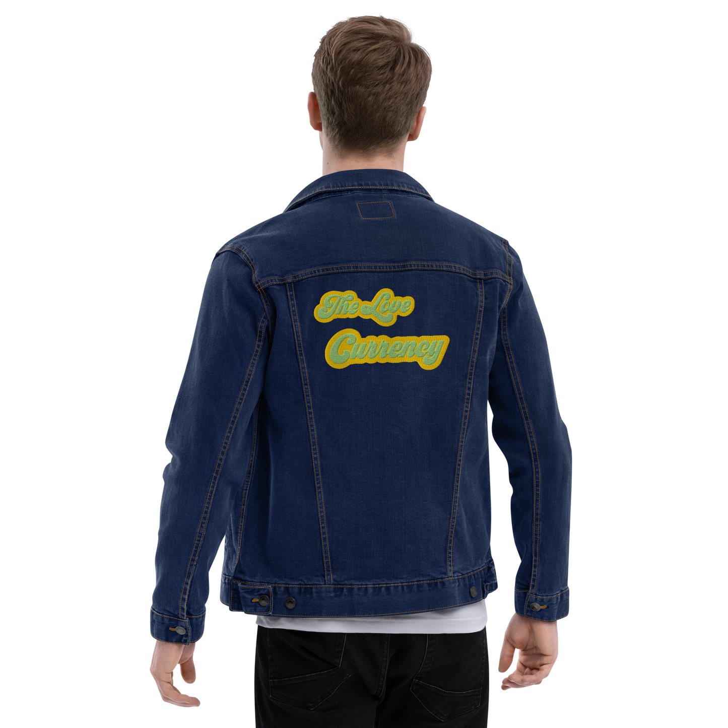 Love Currency Unisex Denim jacket - Graphartixry - baseball cap, unisex pullover hoodie, graphic tees, long hooded sweatshirt, eco friendly bomber jacket, unisex denim jacket, Crossbody Bag, hard case for iPhone, rubber case for airpods, case for Samsung -  Graphartixry