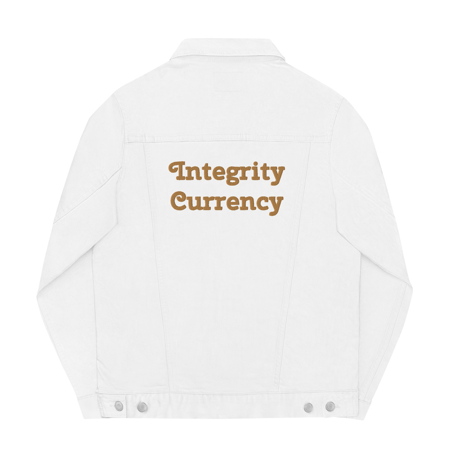 Integrity Currency Unisex denim jacket - Graphartixry - baseball cap, unisex pullover hoodie, graphic tees, long hooded sweatshirt, eco friendly bomber jacket, unisex denim jacket, Crossbody Bag, hard case for iPhone, rubber case for airpods, case for Samsung -  Graphartixry