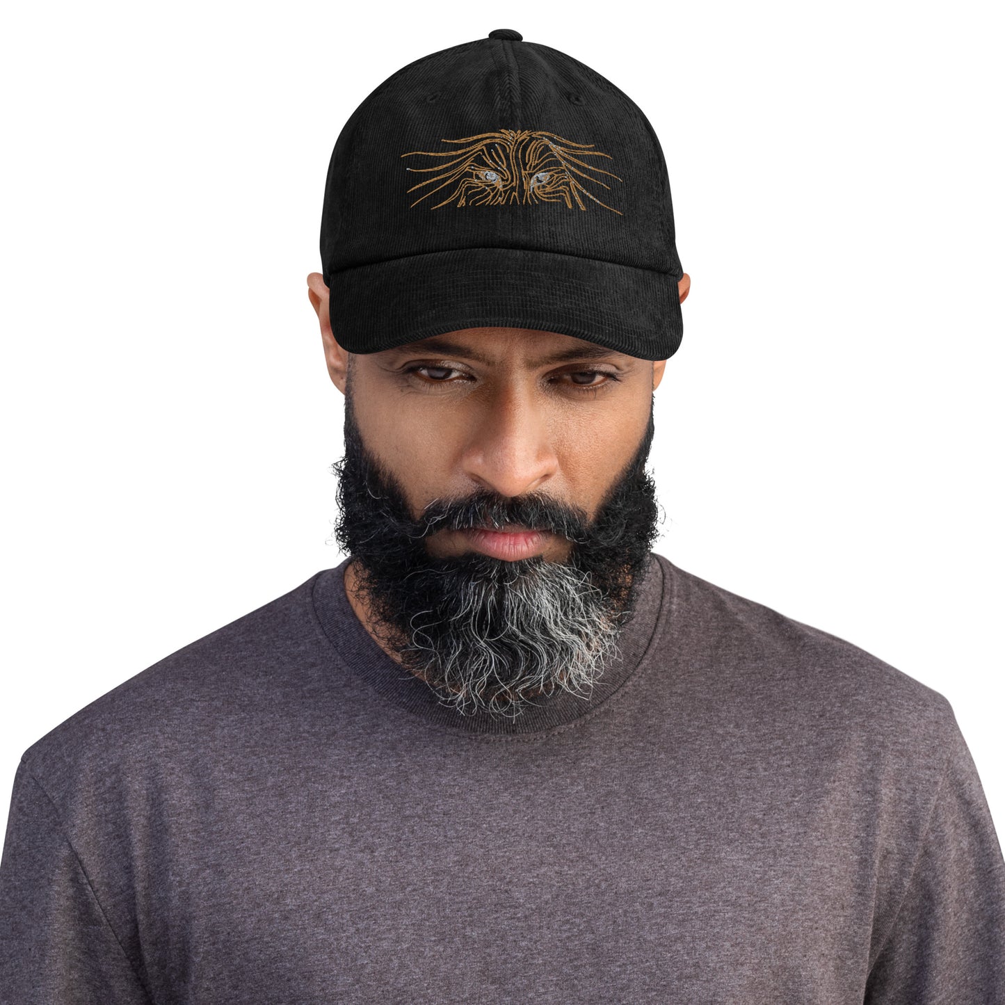Lion Head Corduroy Cap - Graphartixry - baseball cap, unisex pullover hoodie, graphic tees, long hooded sweatshirt, eco friendly bomber jacket, unisex denim jacket, Crossbody Bag, hard case for iPhone, rubber case for airpods, case for Samsung -  Graphartixry