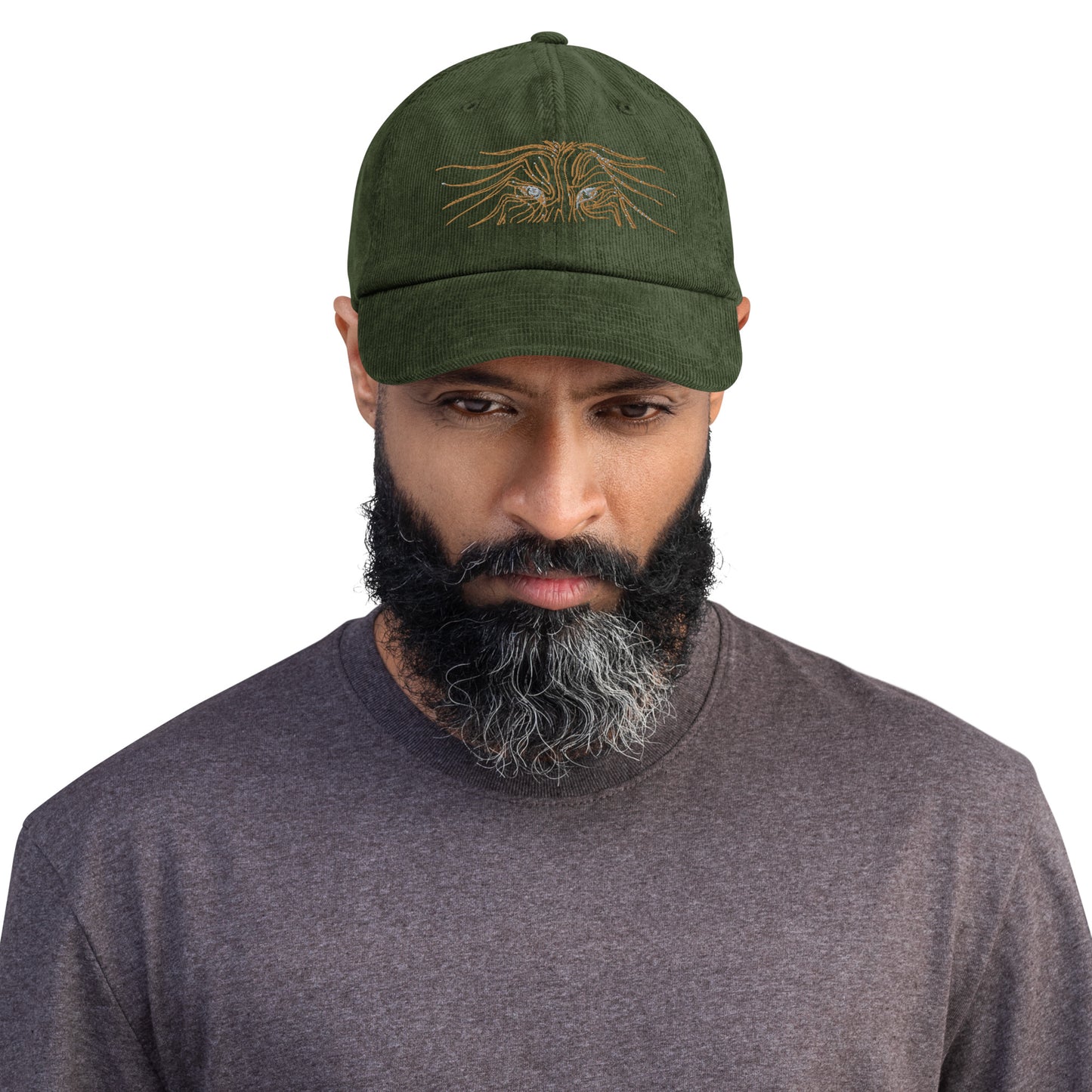 Lion Head Corduroy Cap - Graphartixry - baseball cap, unisex pullover hoodie, graphic tees, long hooded sweatshirt, eco friendly bomber jacket, unisex denim jacket, Crossbody Bag, hard case for iPhone, rubber case for airpods, case for Samsung -  Graphartixry
