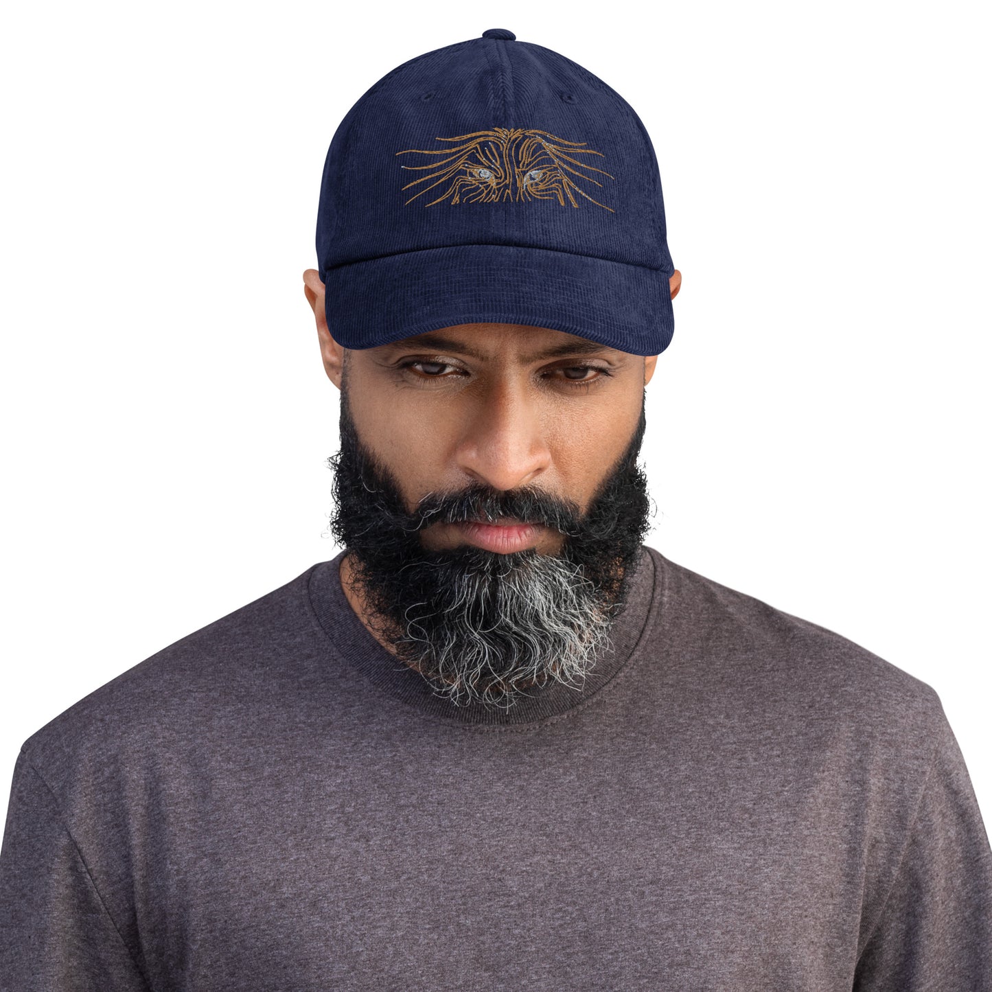 Lion Head Corduroy Cap - Graphartixry - baseball cap, unisex pullover hoodie, graphic tees, long hooded sweatshirt, eco friendly bomber jacket, unisex denim jacket, Crossbody Bag, hard case for iPhone, rubber case for airpods, case for Samsung -  Graphartixry