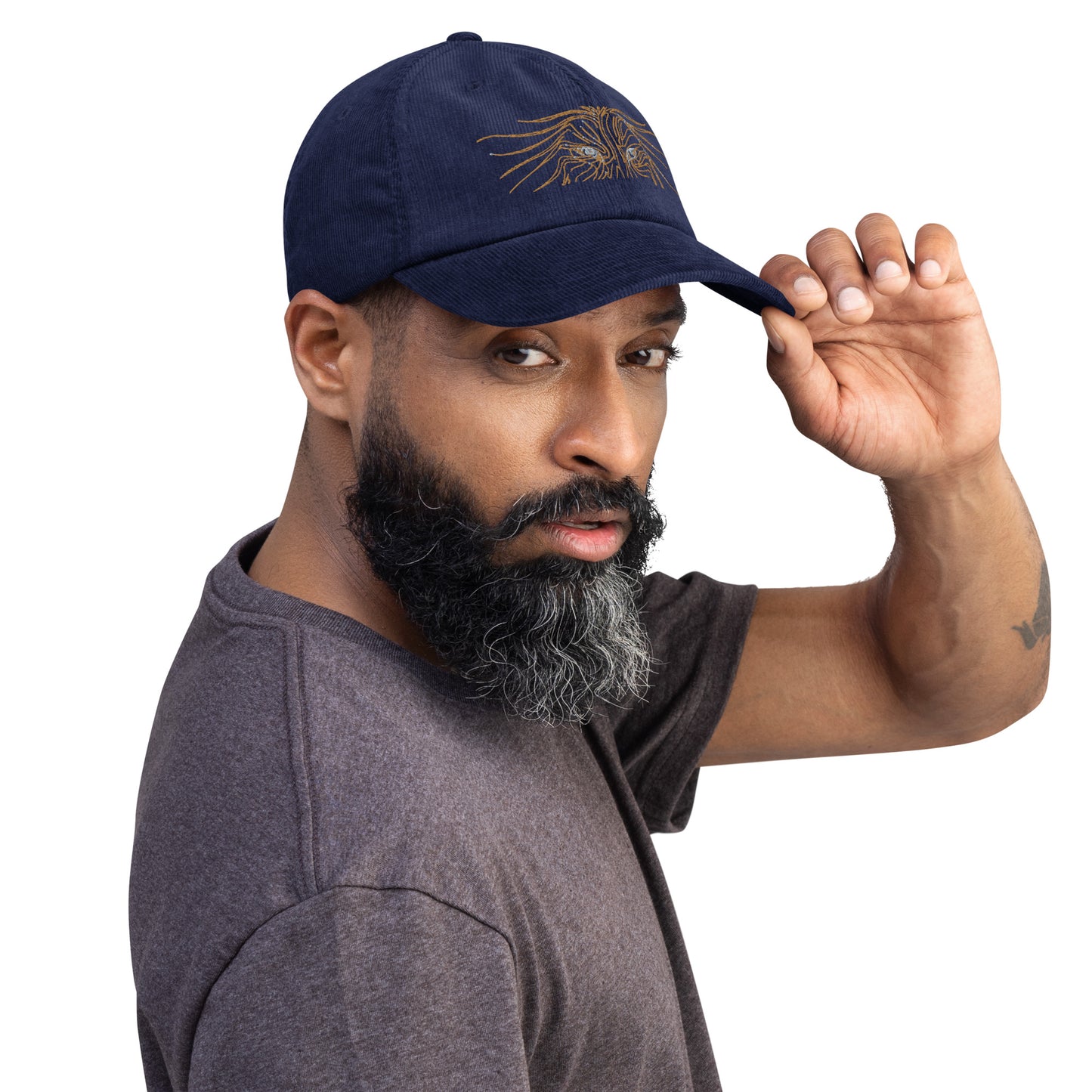 Lion Head Corduroy Cap - Graphartixry - baseball cap, unisex pullover hoodie, graphic tees, long hooded sweatshirt, eco friendly bomber jacket, unisex denim jacket, Crossbody Bag, hard case for iPhone, rubber case for airpods, case for Samsung -  Graphartixry