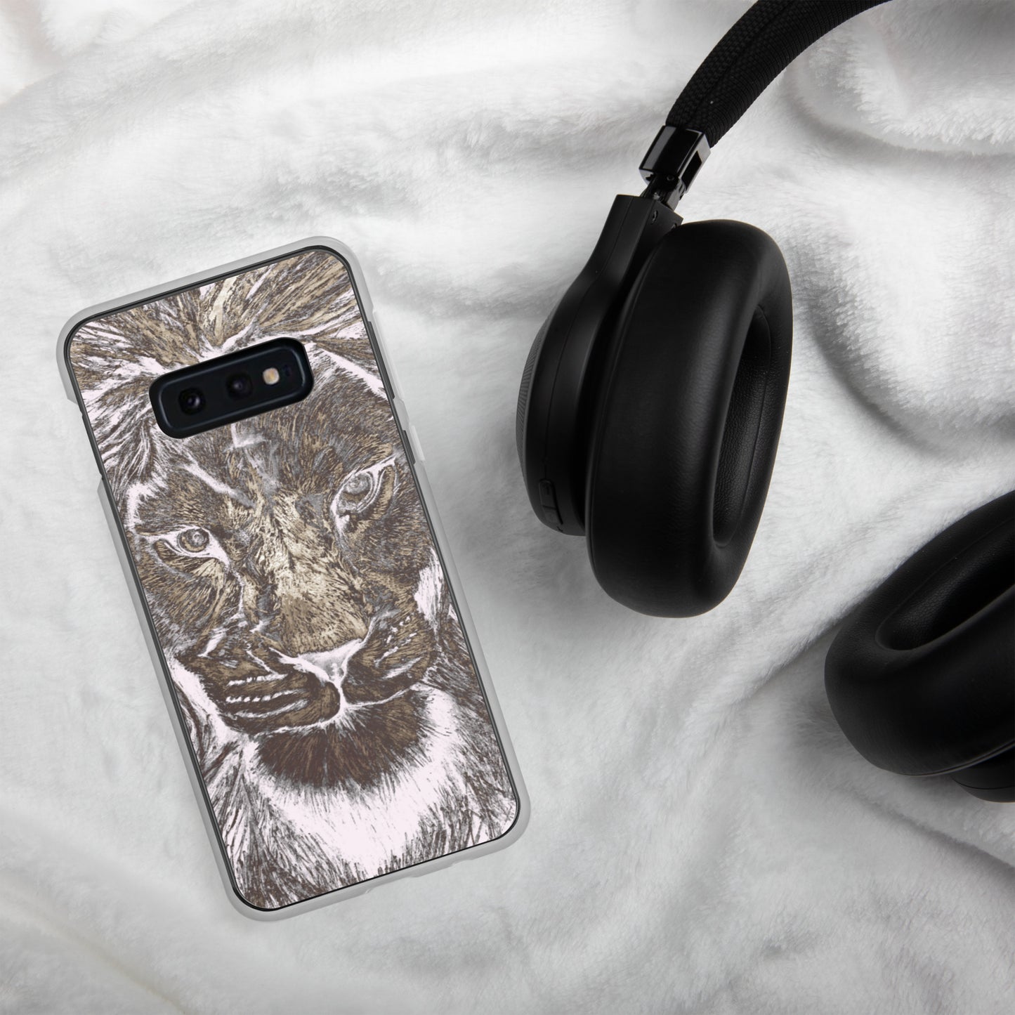 Silver Lion Head Samsung Case - Graphartixry - baseball cap, unisex pullover hoodie, graphic tees, long hooded sweatshirt, eco friendly bomber jacket, unisex denim jacket, Crossbody Bag, hard case for iPhone, rubber case for airpods, case for Samsung -  Graphartixry