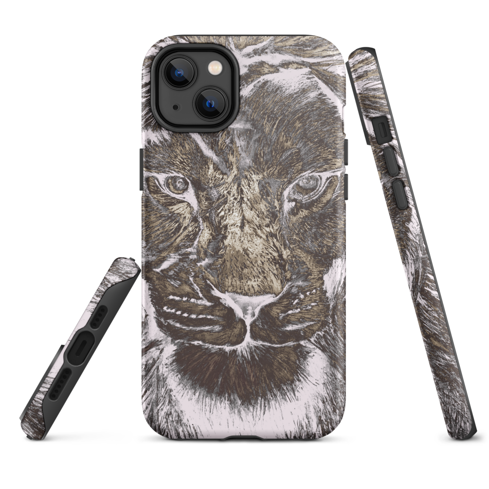 Silver Lion Head Hard Case for iPhone - Graphartixry - baseball cap, unisex pullover hoodie, graphic tees, long hooded sweatshirt, eco friendly bomber jacket, unisex denim jacket, Crossbody Bag, hard case for iPhone, rubber case for airpods, case for Samsung -  Graphartixry