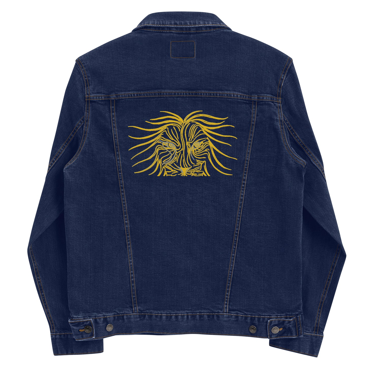 Lion Head Unisex Denim Jacket - Graphartixry - baseball cap, unisex pullover hoodie, graphic tees, long hooded sweatshirt, eco friendly bomber jacket, unisex denim jacket, Crossbody Bag, hard case for iPhone, rubber case for airpods, case for Samsung -  Graphartixry