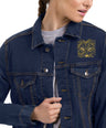 Lion Head Unisex Denim Jacket - Graphartixry - baseball cap, unisex pullover hoodie, graphic tees, long hooded sweatshirt, eco friendly bomber jacket, unisex denim jacket, Crossbody Bag, hard case for iPhone, rubber case for airpods, case for Samsung -  Graphartixry
